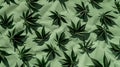 Seamless pattern of green cannabis leaves on a light background. ideal for fabric and wallpaper design. eco-friendly and