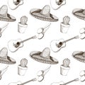 A pattern with attributes of Mexican culture Royalty Free Stock Photo