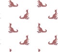 Pattern with australian kangaroo. Seamless vector texture with brown marsupial animal, for printing on t-shirts Royalty Free Stock Photo