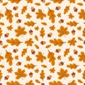 Pattern autumn leaves, fall seasonal nature design, seamless vector background Royalty Free Stock Photo