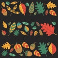 Pattern with autumn leaves Oak Mapple Acorn Linden