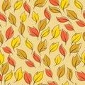 Pattern of autumn macro leaf. Vector seamless