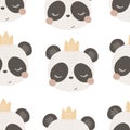 Seamless pattern with cartoon pandas. colorful vector for kids. hand drawing, flat style. Royalty Free Stock Photo