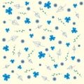 Blue color flower pattern, seamless pattern design, abstract shapes