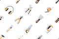 Various construction tools on an isolated background. Royalty Free Stock Photo