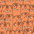 Pattern background cute animal with tiger Orange color vector illustration.