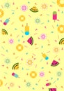 Pattern background with icecream, flat summer style. Vector