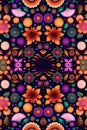 Pattern background of Illustration of abstract flowers symmetrical mandala pattern. generative ai