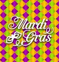 Pattern Background with Ornamental Text for Mardi Gras