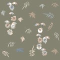 a pattern without a background of pomeranian puppies flying on colorful umbrellas