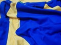 pattern and background of yellow and blue fabric Royalty Free Stock Photo