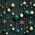 Pattern with balls, stars, snowflakes Royalty Free Stock Photo