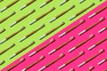 Pattern: bamboo toothbrushes on bicolor background