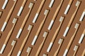 Pattern: bamboo toothbrushes on brown background