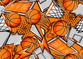 Pattern with basketball items. Sport club illustration.