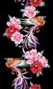 Pattern of the beautiful Japanese style flower and phoenix,