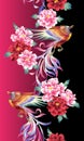 Pattern of the beautiful Japanese style flower and phoenix,