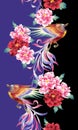 Pattern of the beautiful Japanese style flower and phoenix,