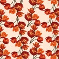 Pattern with beauty orange watercolor flowers new Royalty Free Stock Photo