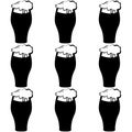 Pattern of beer glasses with black, dark, tasty, intoxicating, craft beer, lager, thick, thick foam draining along the edges on a