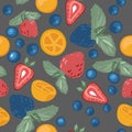 Pattern with berries and fruits