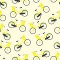 Pattern with bicycles and chamomiles