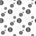 Pattern black bitcoin. Simple seamless pattern, black bitcoin symbols on white background, illustration