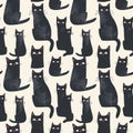 Pattern of Black Cats With Red Eyes Royalty Free Stock Photo