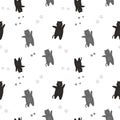 The pattern of black and gray cats with traces of feet. On a white background