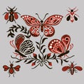 Pattern with black and red butterflies Royalty Free Stock Photo