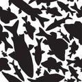 Pattern of black silhouettes of fish on a white background. Royalty Free Stock Photo