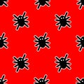 pattern of black spiders on a red background Royalty Free Stock Photo