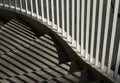 Pattern of black and white background, fence, stairs, light and shadow