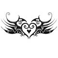 pattern black and white like a tattoo abstract heart with wings biker