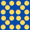 Pattern with blue background and bright yellow circles Royalty Free Stock Photo