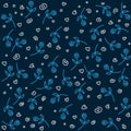 Pattern blue flowers on a dark blue background Royalty Free Stock Photo