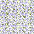 A pattern with blue flowers and green leaves on a white background. Abstract wallpaper Royalty Free Stock Photo