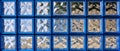 Pattern of blue glass block wall as panoramic background for abstract works Royalty Free Stock Photo
