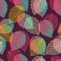 Seamless pattern with leaves. Textured background with autumn plants. Natural element. Textile print. Vector season banner, templ