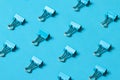 Pattern of blue metalic paper clips Royalty Free Stock Photo