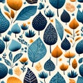 Blue and orange leaves pattern