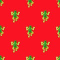 Pattern with blue stars candy on red background