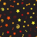 Pattern with bones, spirals, stars. Seamless vector background Royalty Free Stock Photo