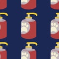 Pattern with a bottle of shampoo for animals, cats, dogs