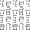 pattern of boxes milk and honey pots kawaii style