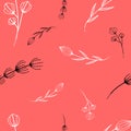 Pattern with branches on a pastel pink background Royalty Free Stock Photo