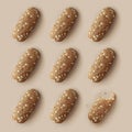 Pattern with Bread buns on beige background Royalty Free Stock Photo