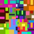 Pattern of bright colored squares and rectangles in a cozy house