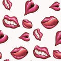 Pattern with bright female lips.