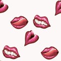 Pattern with bright female lips.